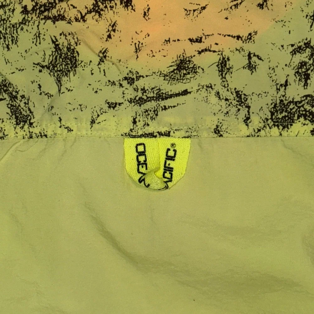 Vintage Ocean Pacific OP Neon Yellow Orange Windbreaker Anorak Pullover Mens L